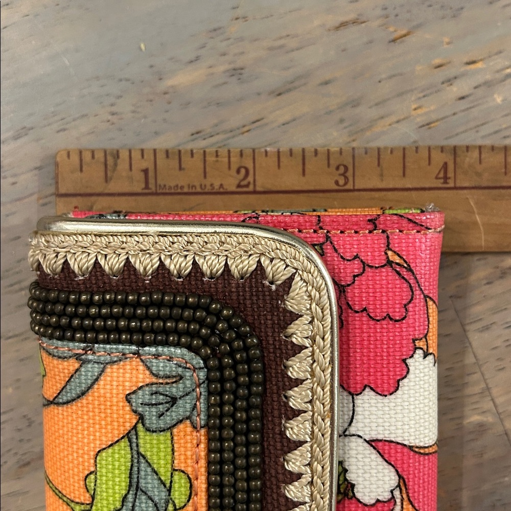NWOT Sakroots Women's Vibrant Floral Trifold Wallet - Orange, Pink, Green - Picture 9 of 9